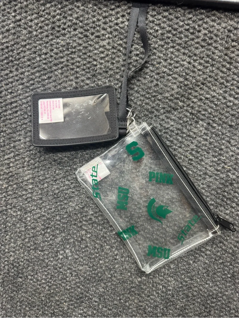 MSU Accessory Lanyard with Clear ID Pouch - Green/Black